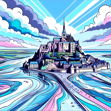 Explique por que a cidade do Mont-Saint-Michel (na França) se transforma em ilha na maré alta?