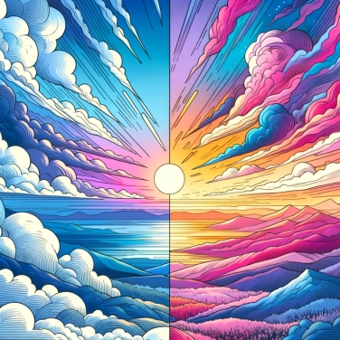 Explique por que a cor do céu muda ao nascer e ao pôr do sol?