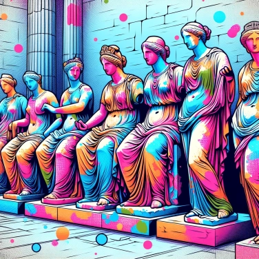 Explique por que algumas esculturas antigas apresentam vestígios de tinta colorida mesmo com o passar do tempo?