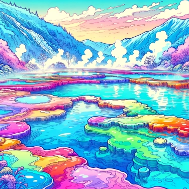 Explique por que algumas fontes de água quente têm cores vibrantes?