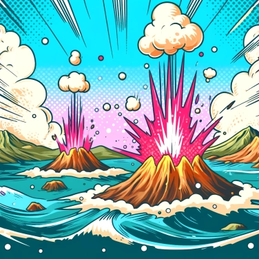 Explique por que algumas pequenas ilhas vulcânicas emergem repentinamente do oceano?