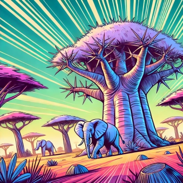 Explique por que alguns baobás têm defesas contra elefantes?