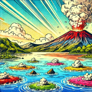Explique por que alguns lagos vulcânicos são ácidos e coloridos?