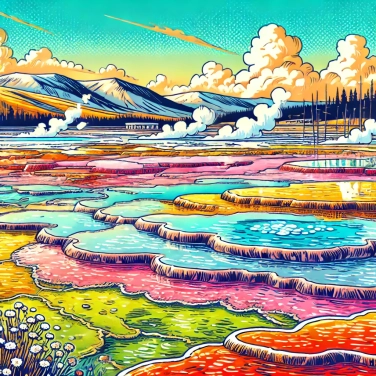 Explique por que as fontes termais de Yellowstone têm cores diferentes?
