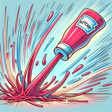 Explique por que o ketchup escorre de repente depois de estar bloqueado?