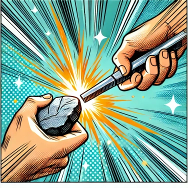 Explique por que o sílex gera uma faísca quando é batido contra um metal?