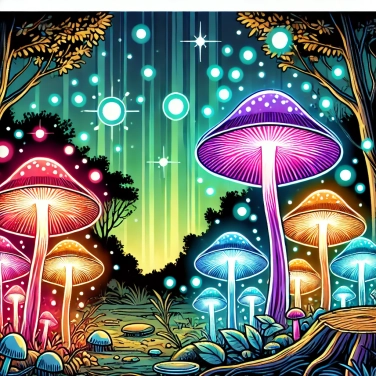 Explique por que os cogumelos bioluminescentes brilham à noite?