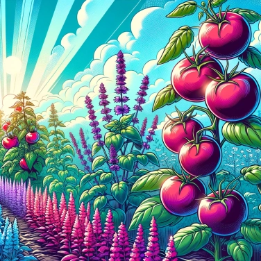 Explique por que os tomates crescem melhor com manjericão?