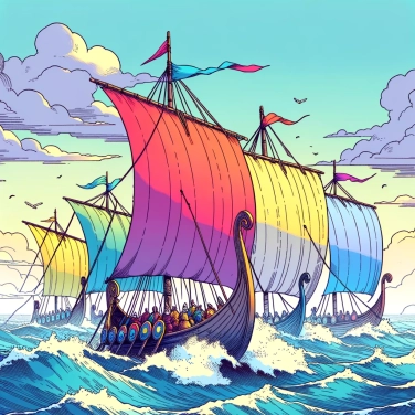 Explique por que os Vikings usavam navios com velas coloridas em suas expedições?